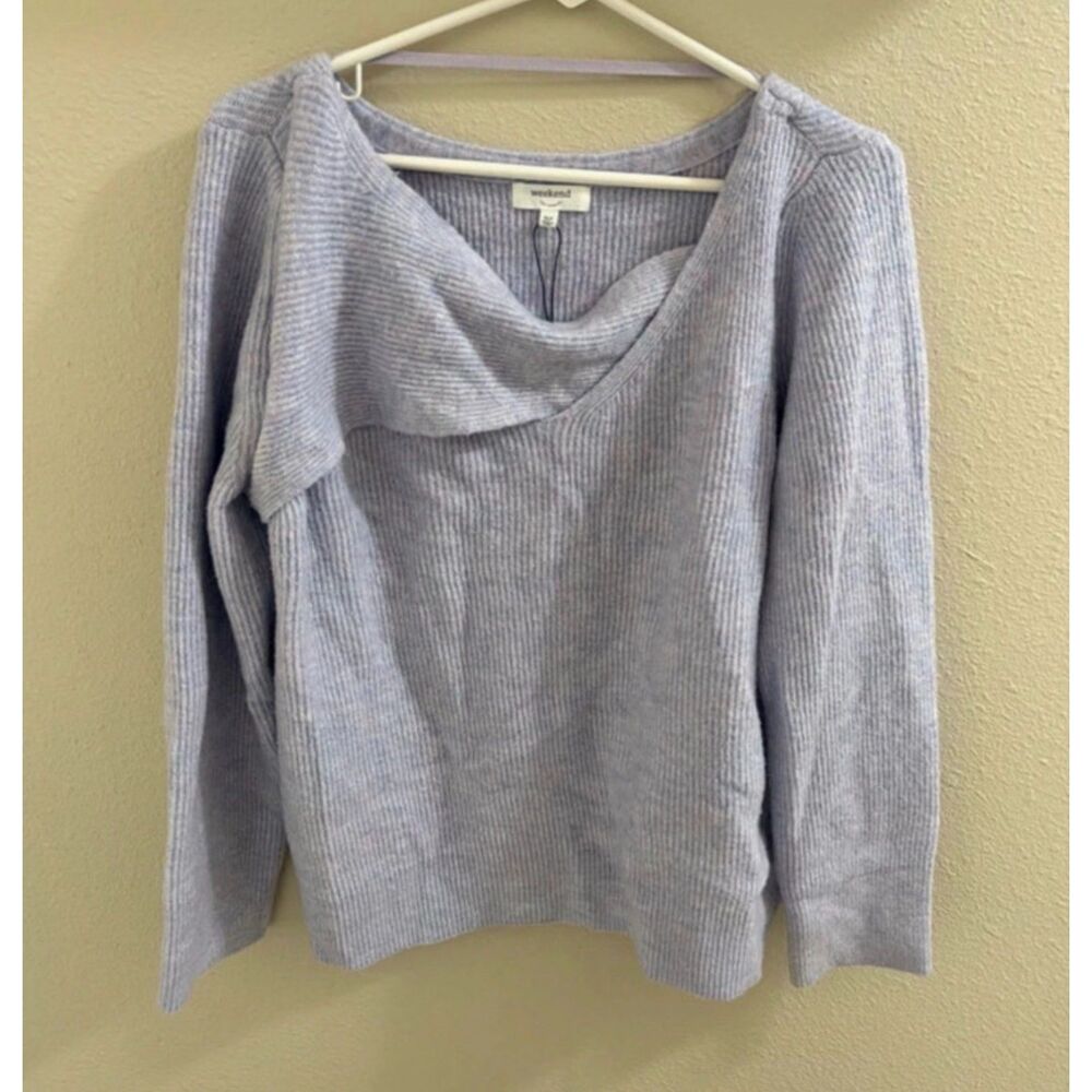 XL Petite Lavender Ribbed Knit Cowl Neck Cozy Sweater Tunic